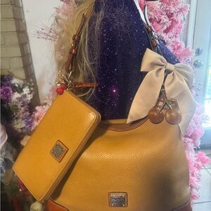 Dooney & Bourke Tan and Brown Leather Shoulder Bag